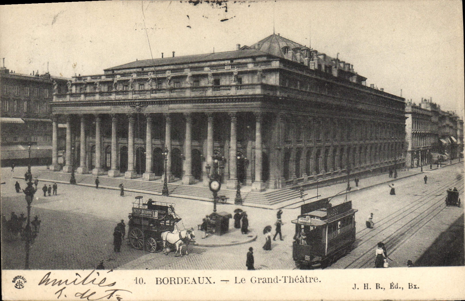 VINTAGE POSTCARD Tram Bordeaux Train the large theater