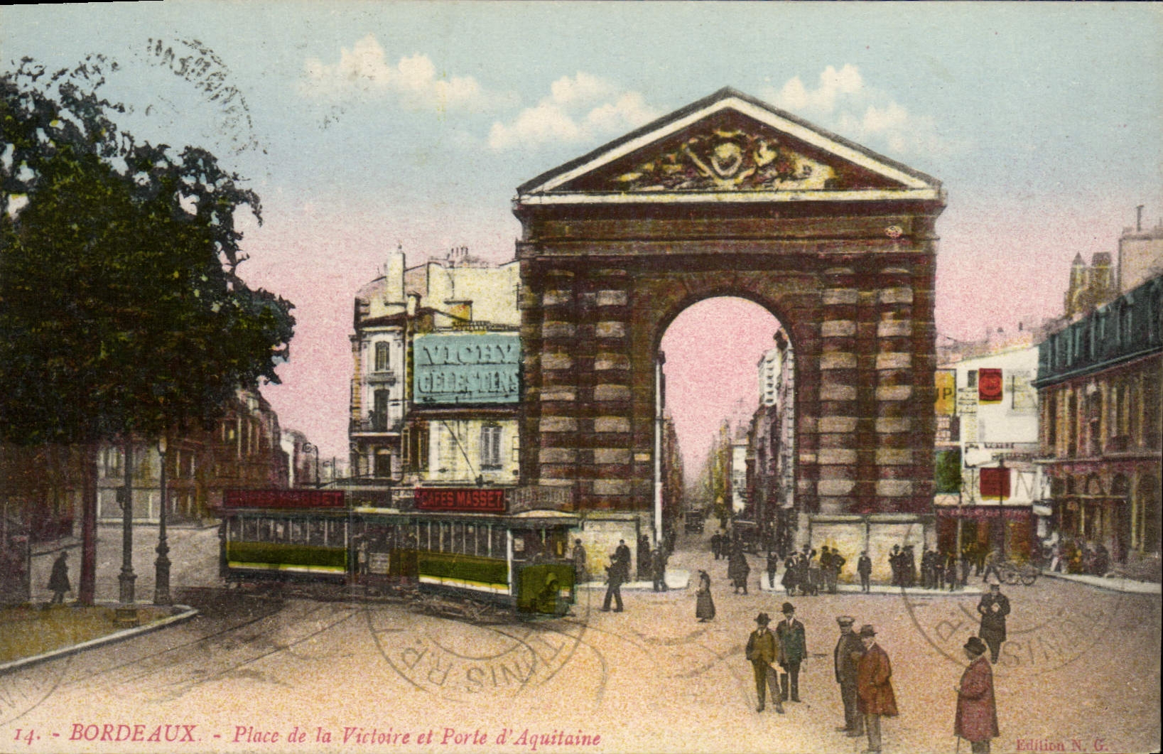 VINTAGE POSTCARD Tramway Bordeaux Train Places of the Victoire and carries from Aquitaine