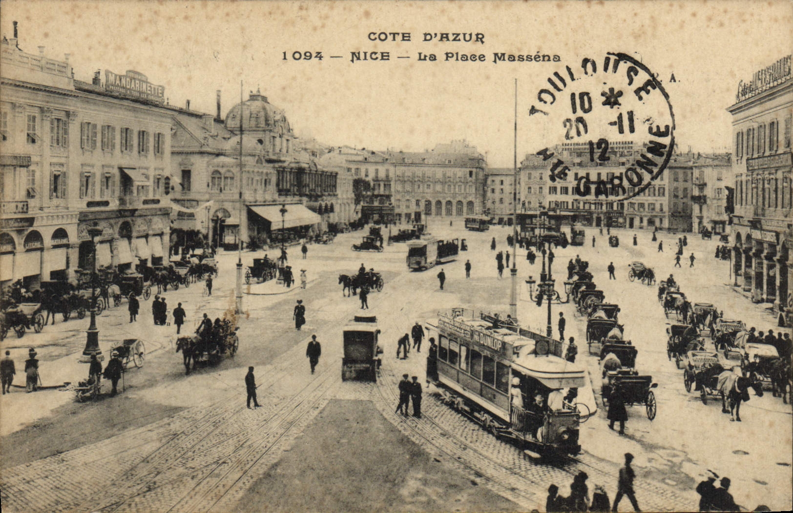 CPA Tramway Train Nice la place Massena