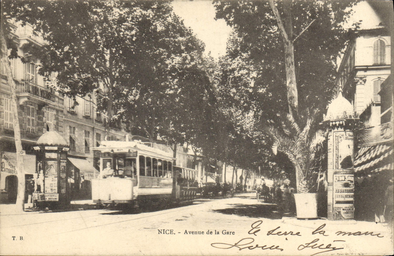 CPA Tramway Train Nice Avenue de la gare