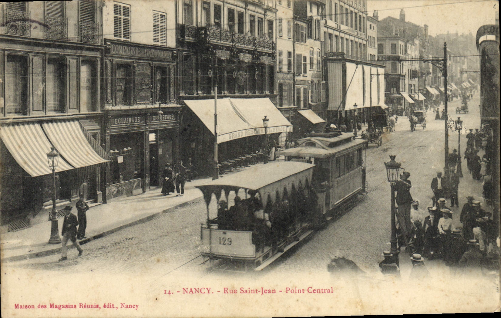 CPA Tramway Train Nancy Rue Saint Jean Point Central