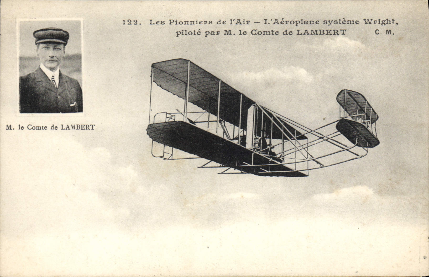 CPA Aviation Avion Aeroplane systeme Wright pilote par M le comte de Lambert 