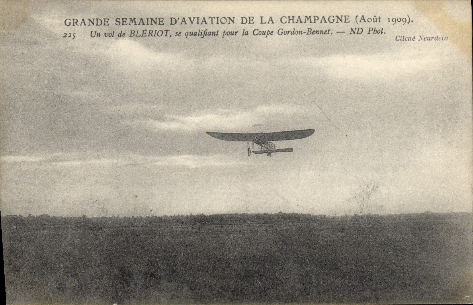 Semana del plano de la aviación de la POSTAL de la VENDIMIA gran de la aviación de Champán un vuelo de Bleriot que califica para el simplón de Gordon del corte