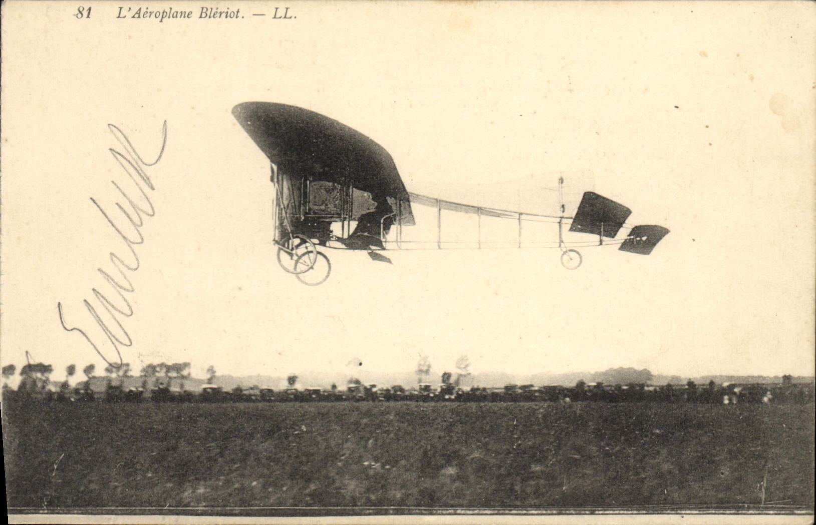 Aeroplano de Bleriot del plano de la aviación de la POSTAL de la VENDIMIA