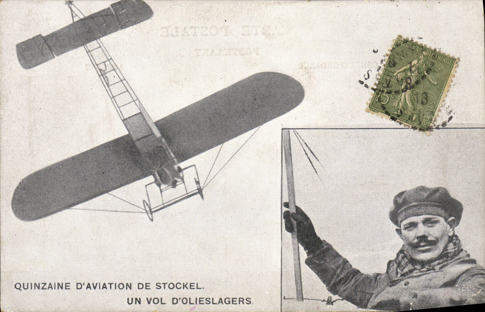 CPA Aviation Avion Quinzaine d'aviation de Stockel un vol d'olieslagers 