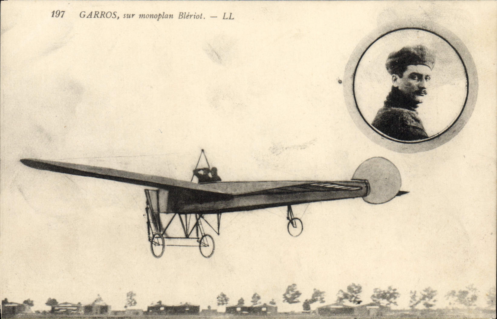 VINTAGE POSTCARD Aviation Garros Plane on Bleriot monoplane