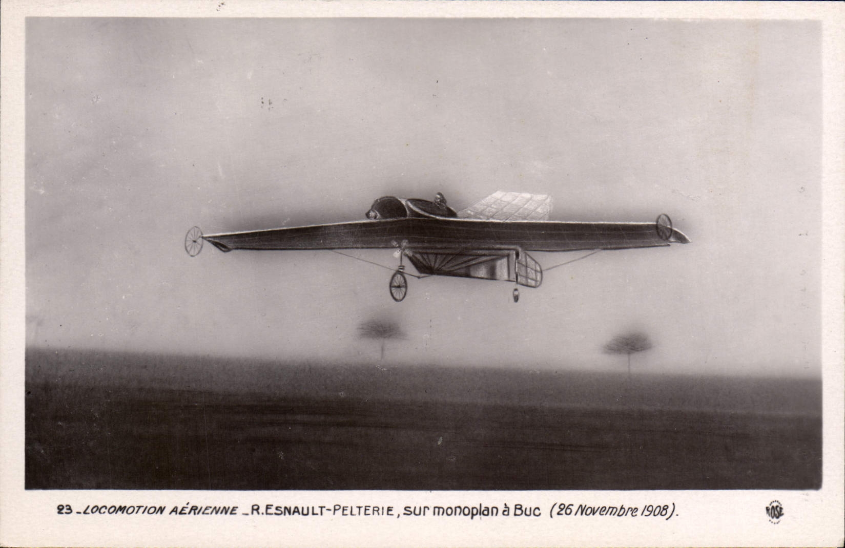 VINTAGE POSTCARD Aviation Plane Esnault Pelterie on monoplane has Bux November 26th, 1908