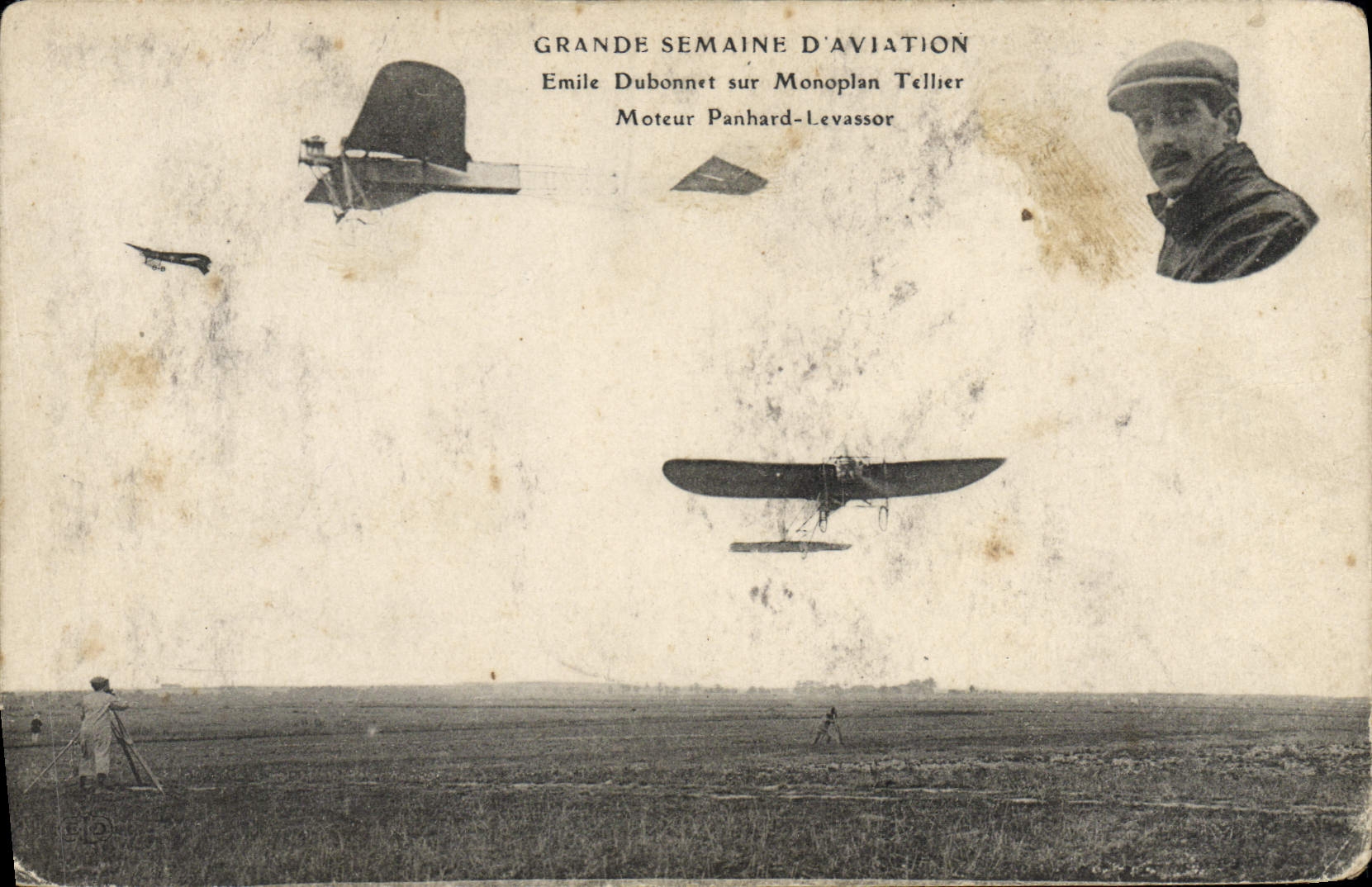 CPA Aviation Avion Grande semaine d'aviation Emile Dubonnet sur monoplan Tellier moteur Panhard Levassor 