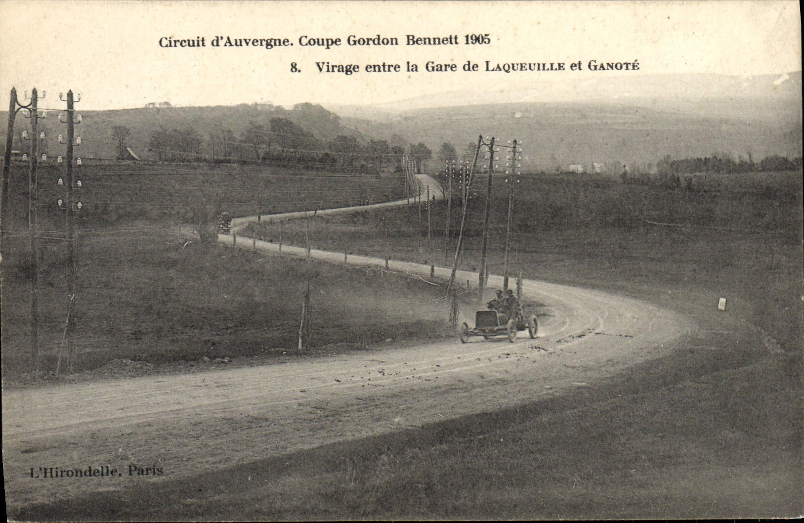 CPA Automobile Circuit d'Auvergne coupe gordon Bennett 1905 Virage entre la gare de Laqueille et Ganote