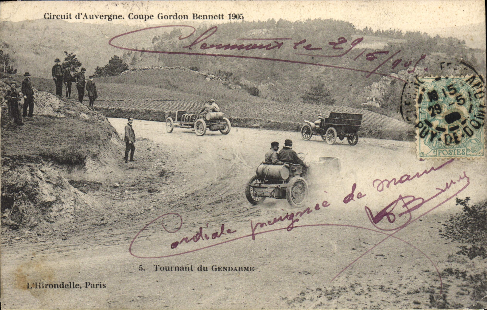 CPA Automobile Circuit d'Auvergne coupe gordon Bennett 1905 Tournant du gendarme