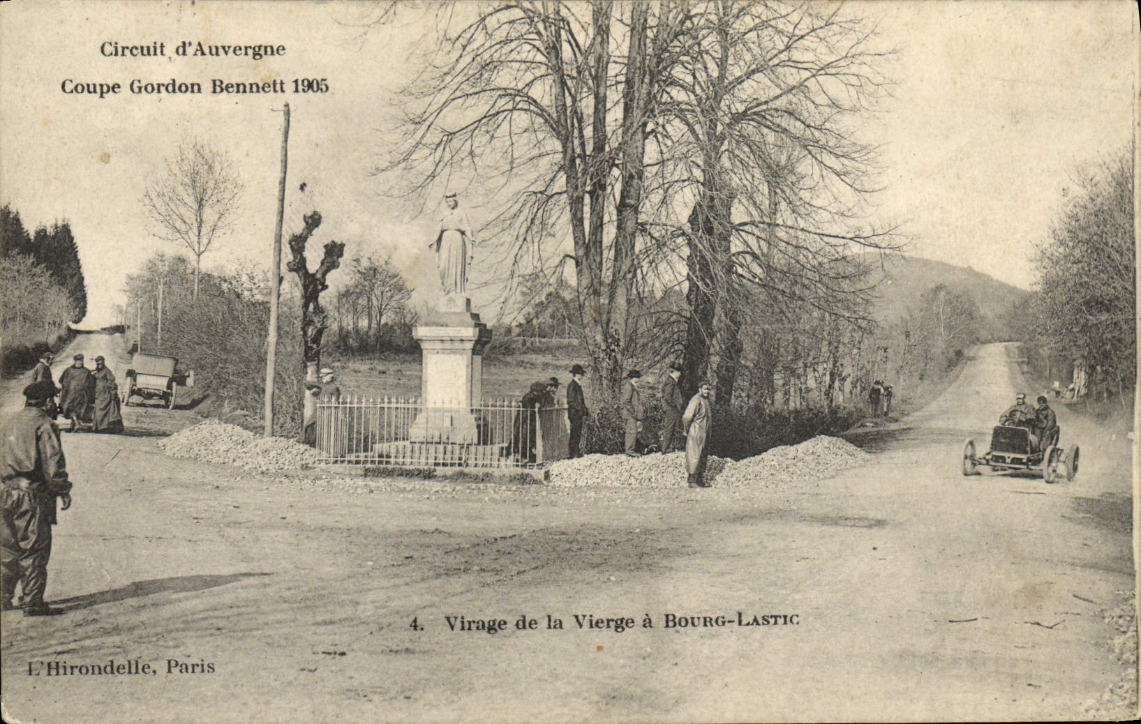 El circuito del automóvil de la POSTAL de la VENDIMIA de la vuelta de Gordon Bennett 1905 de los cortes de Auvergne de la Virgen tiene ciudad de Lastic