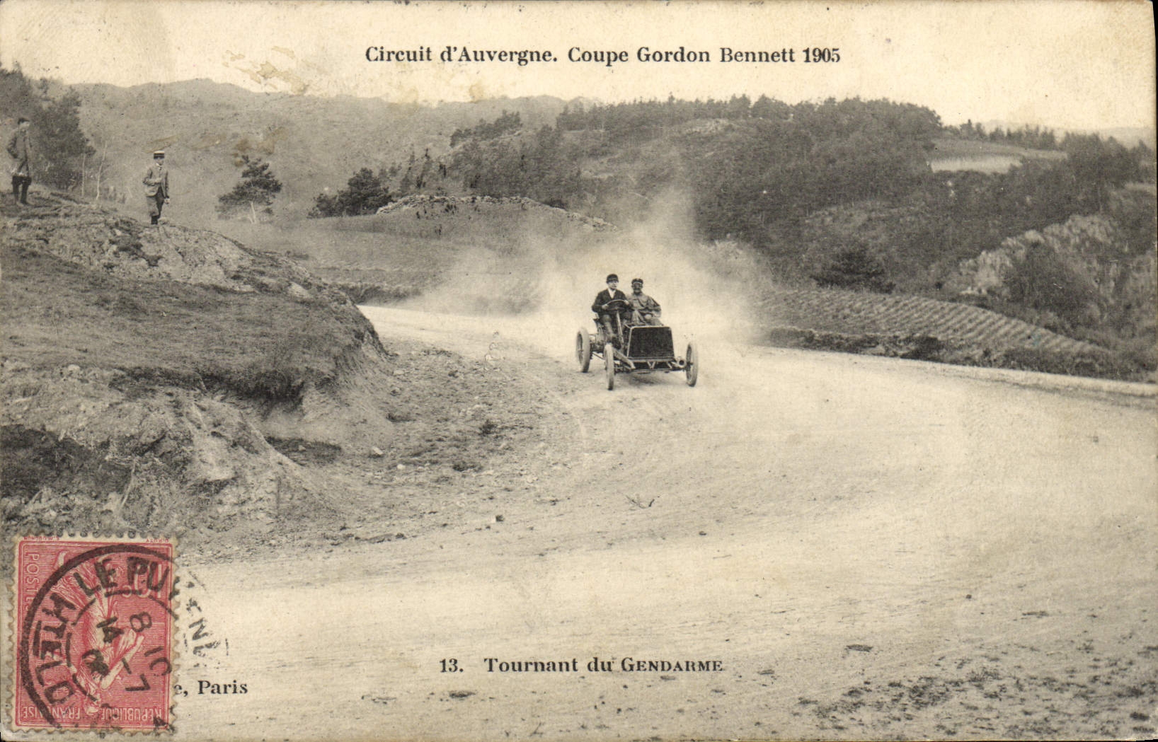 CPA Automobile Circuit d'Auvergne coupe gordon Bennett 1905 Tournant du gendarme 