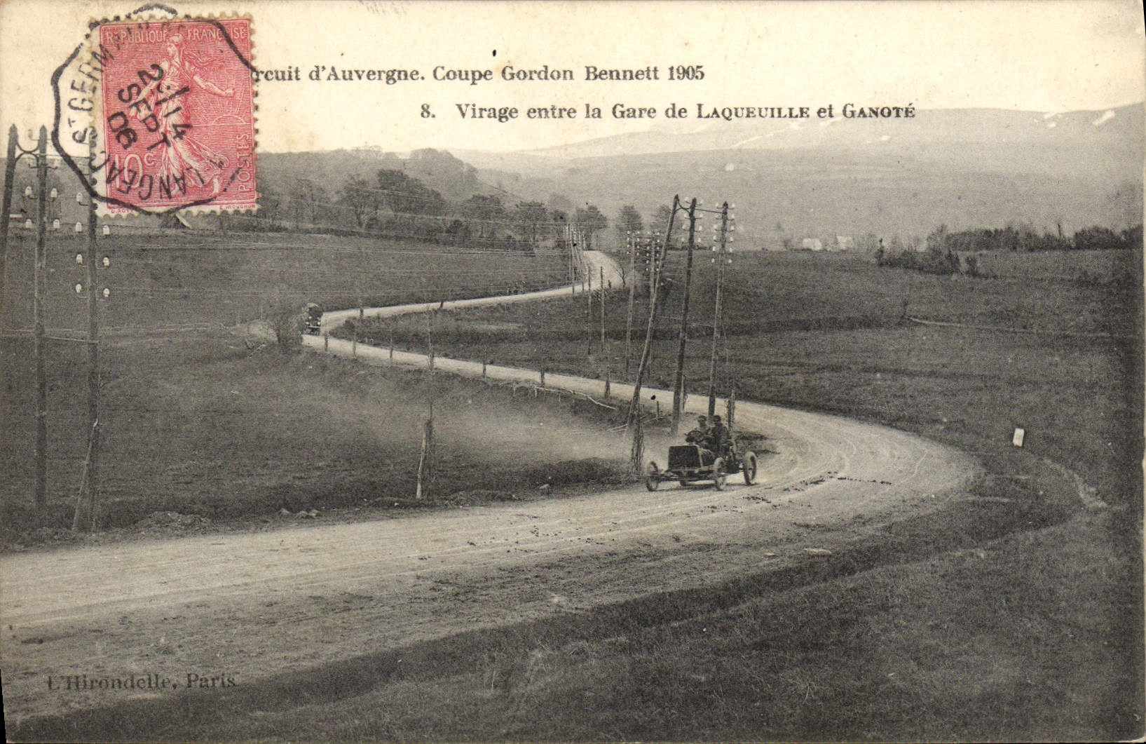 CPA Automobile Circuit d'Auvergne coupe gordon Bennett 1905 Virage entre la gare de Laqueuille et Ganote 