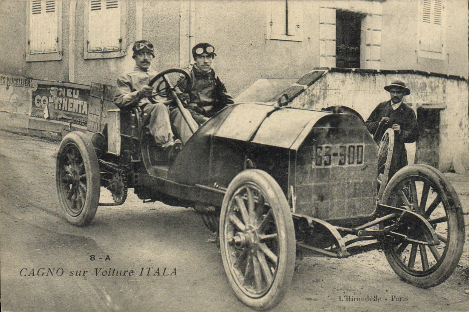 VINTAGE POSTCARD Automobile Cagno on Itala car
