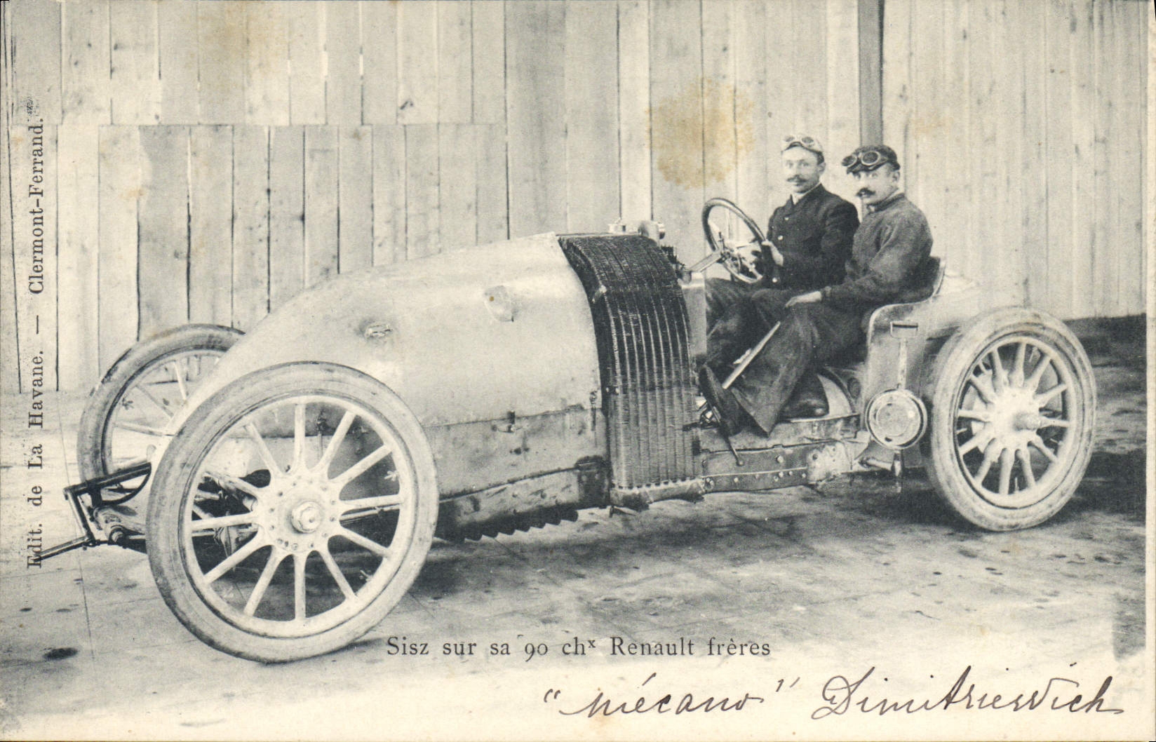 CPA Automobile Sisz sur sa 90 chevaux Renault Freres