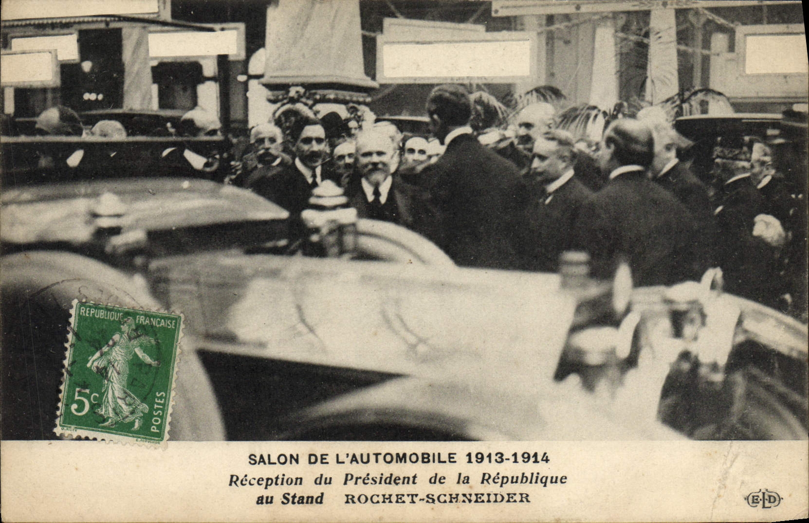 VINTAGE POSTCARD Automobile Motor-show 1913 1914 Reception of the President of the Republic Schneider Ratchet