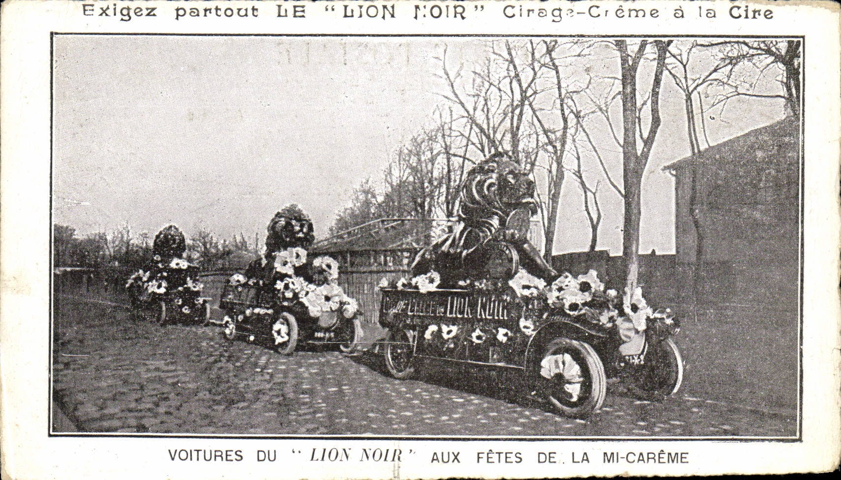 VINTAGE POSTCARD the black Lion Cars of the Black Lion to the festivals of the Semi Lent