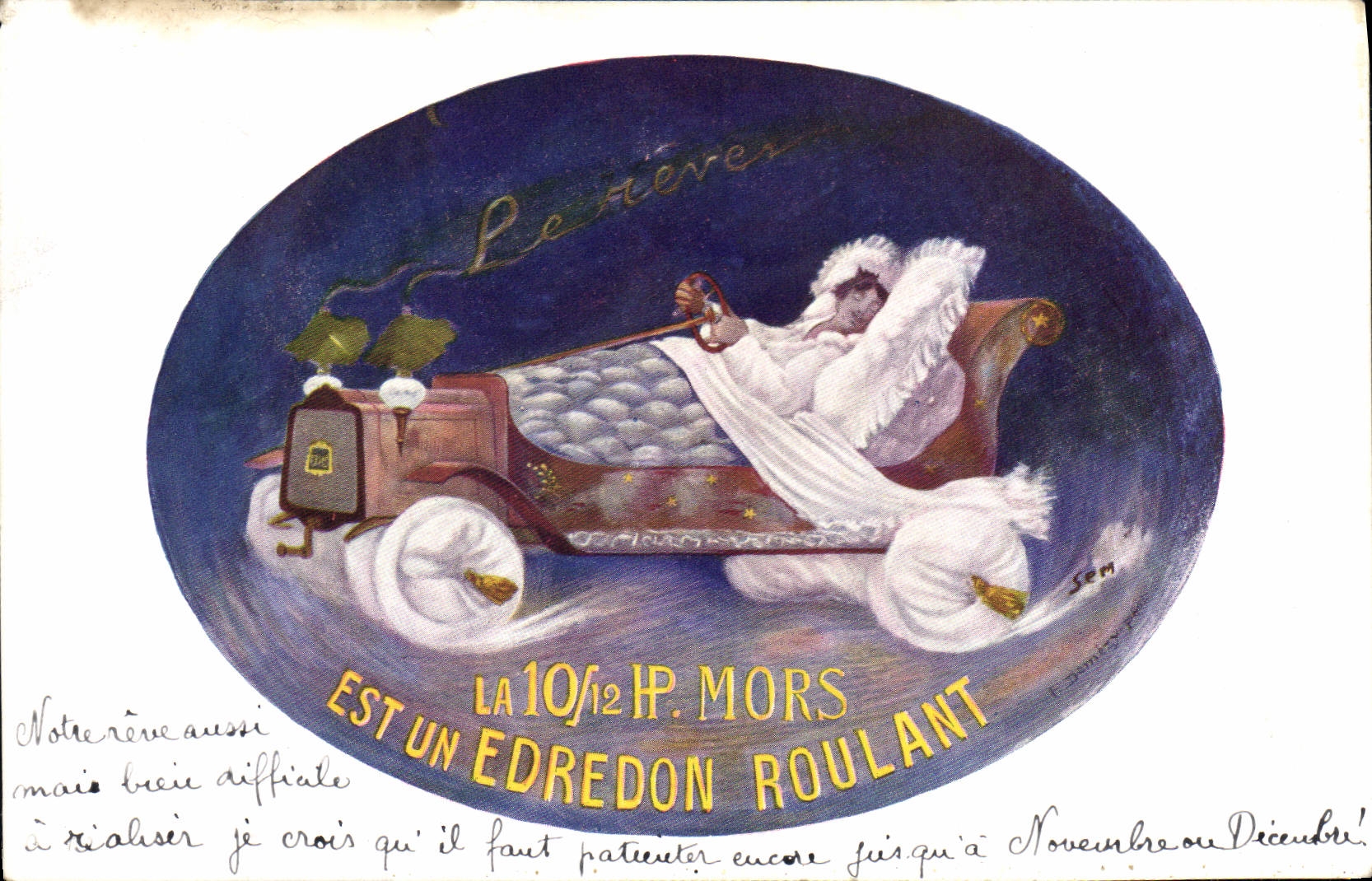 CPA Automobile La 10 12 H Mors est un edredon roulant