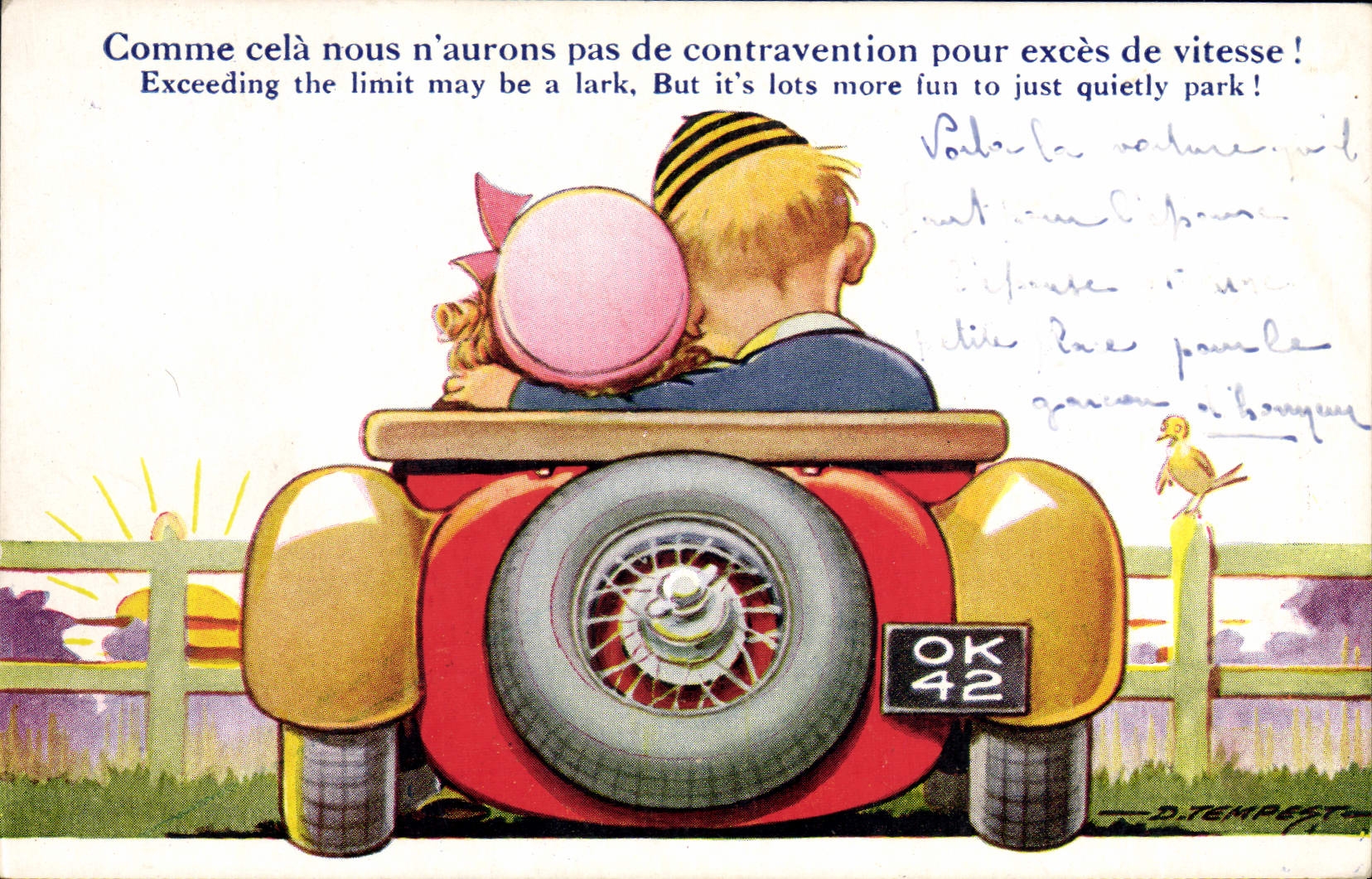 VINTAGE POSTCARD Automobile Children