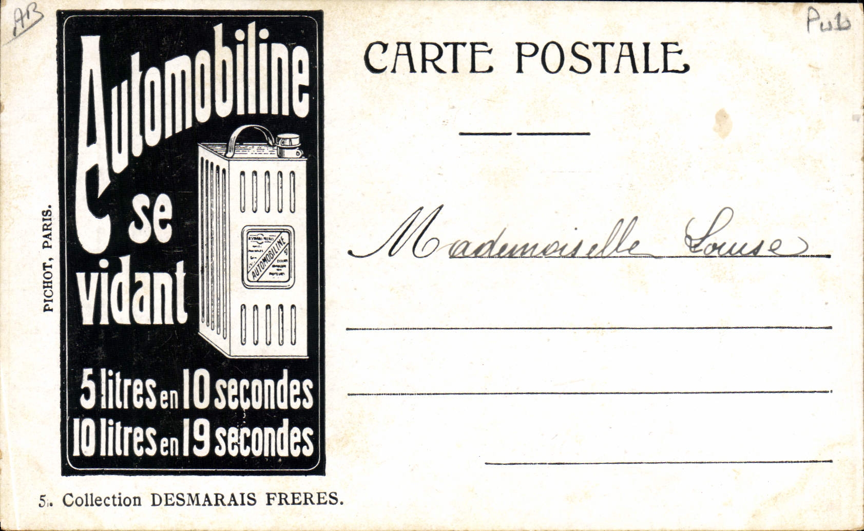 VINTAGE POSTCARD Recto back Automobile Automobile Paris Places Vendome