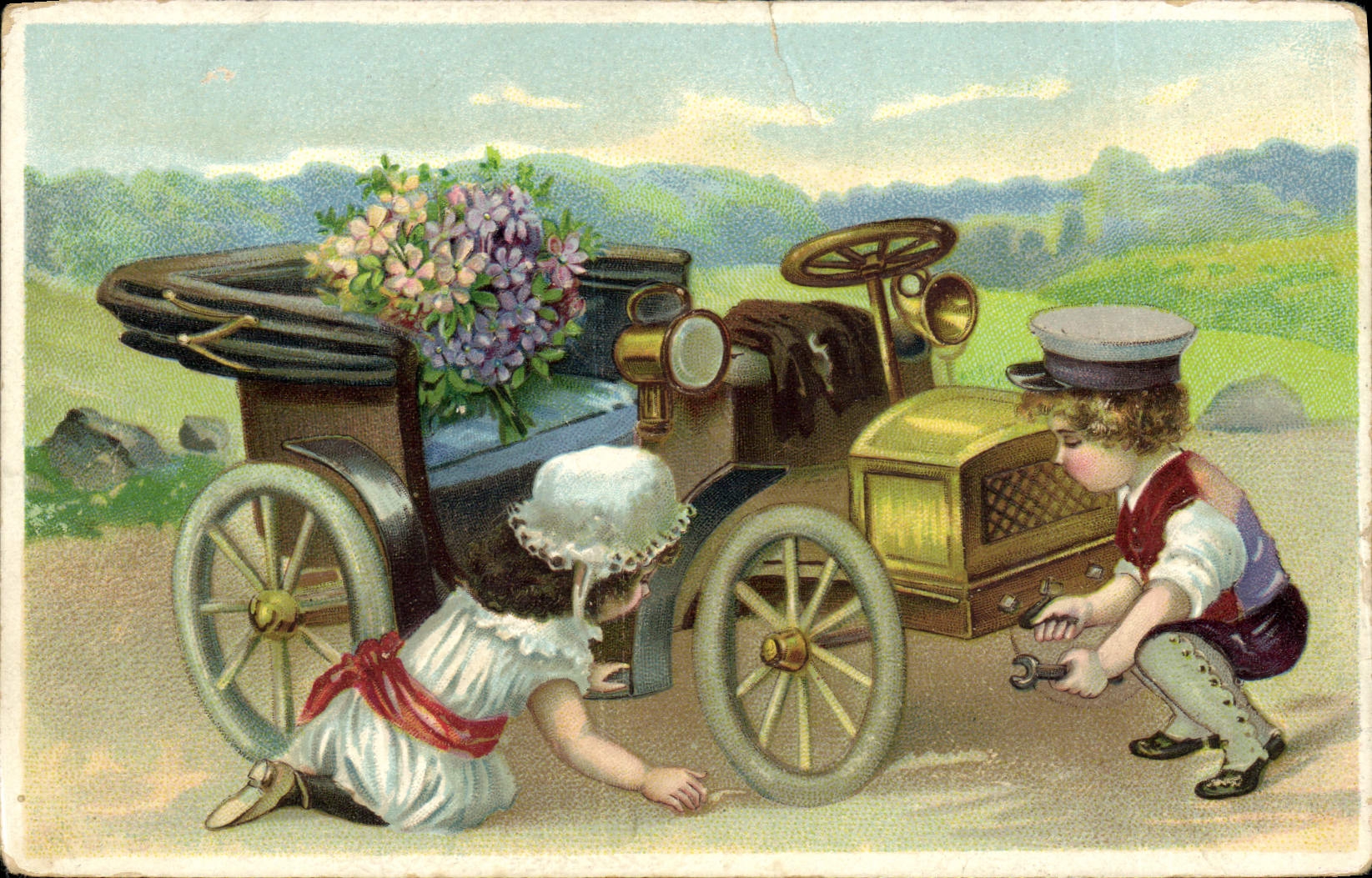 CPA Automobile Enfants 