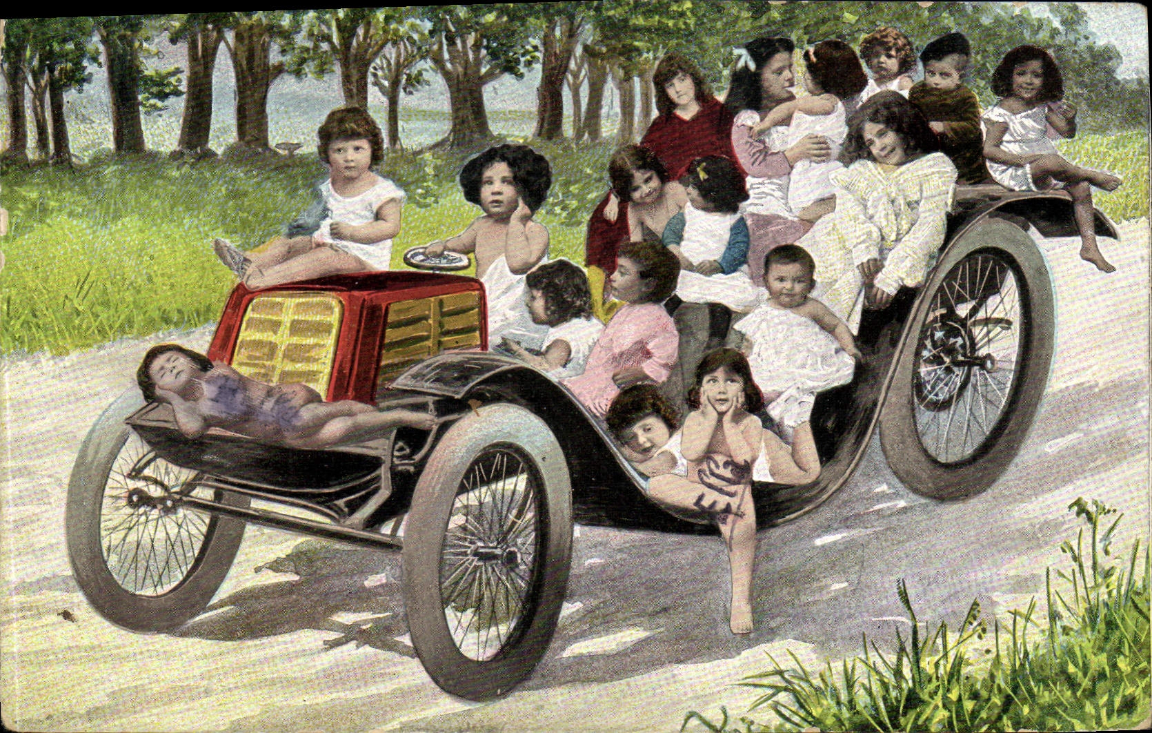 CPA Automobile Enfants Bebes