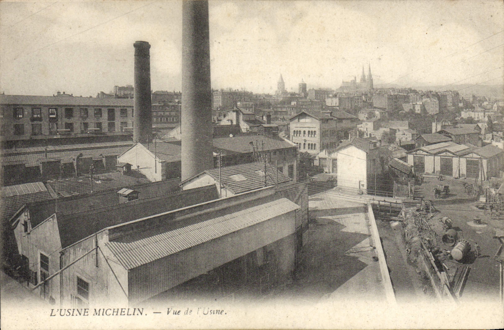 Fábrica de automóvil de la POSTAL de la VENDIMIA Michelin Clermont-Ferrand vista de la fábrica