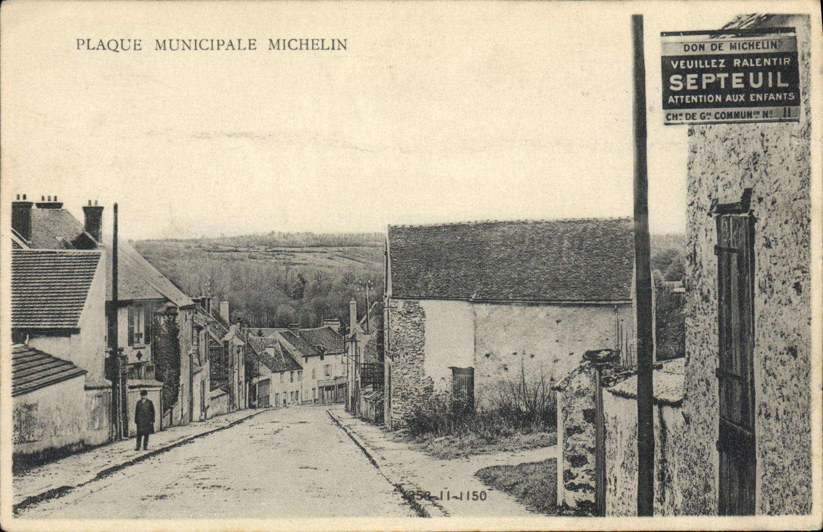 Placa municipal Michelin Septeuil del automóvil de la POSTAL de la VENDIMIA