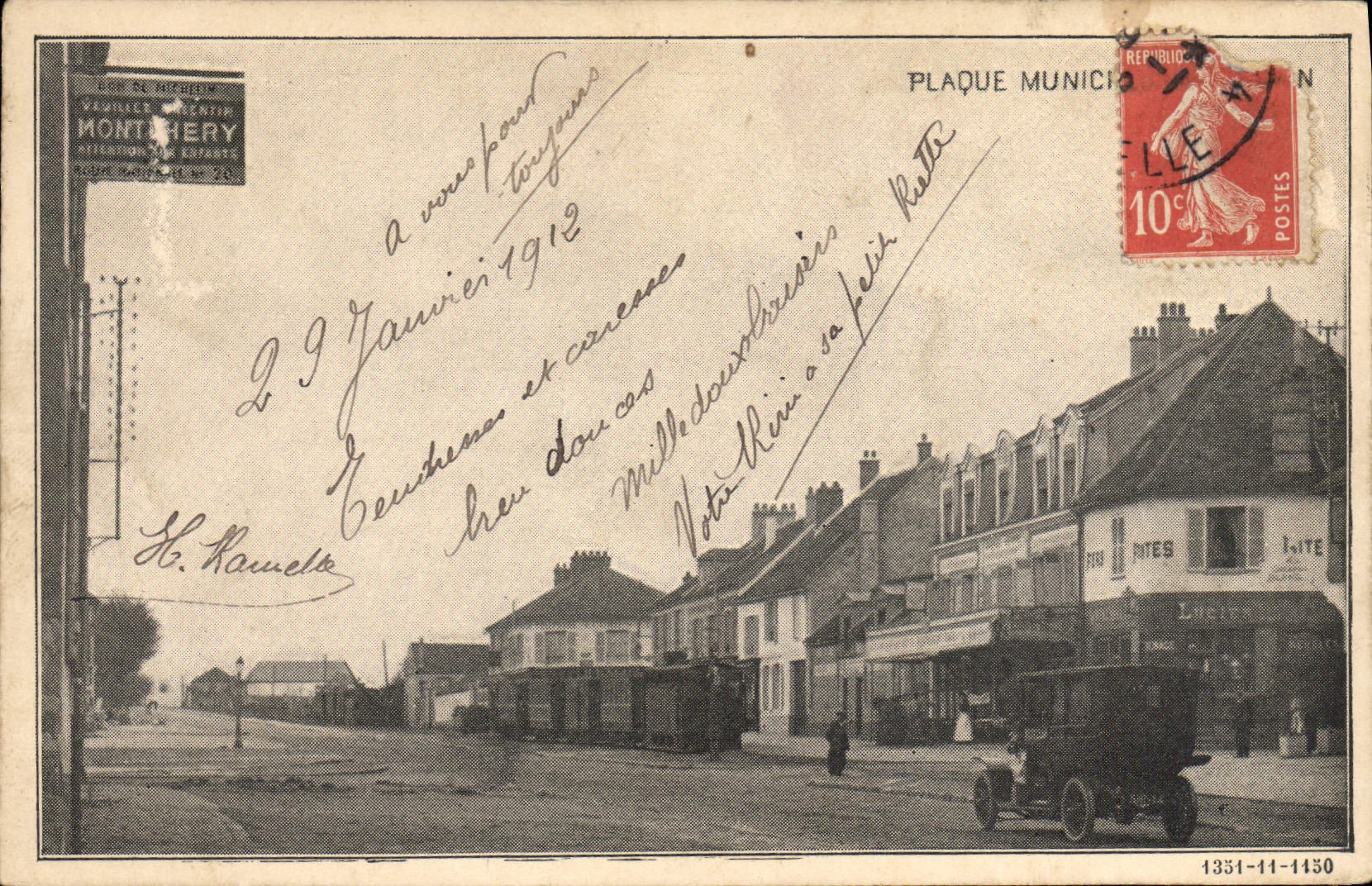 Placa municipal Michelin Montlhery del automóvil de la POSTAL de la VENDIMIA