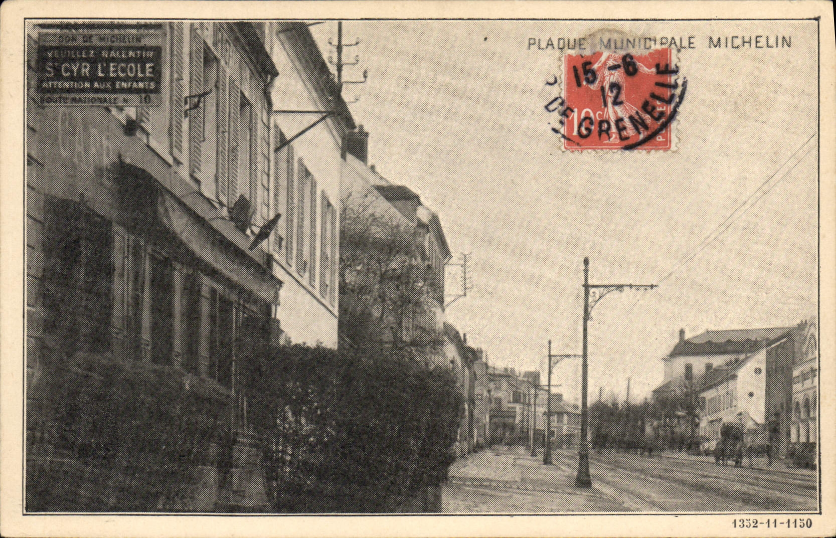 St municipal Cyr de Michelin de la placa del automóvil de la POSTAL de la VENDIMIA la escuela