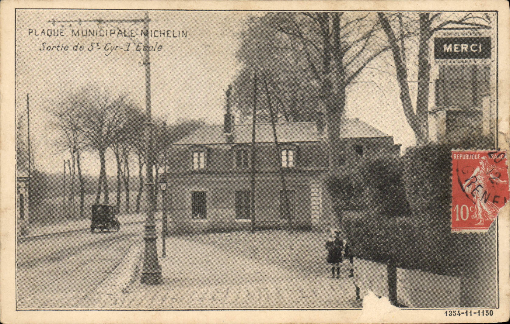 La placa municipal Michelin del automóvil de la POSTAL de la VENDIMIA salió St Cyr de la escuela