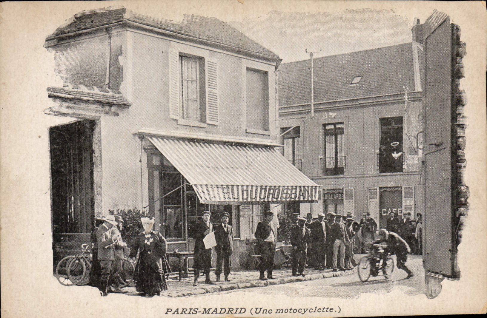 Bici París Madrid del motor de la POSTAL de la VENDIMIA un ciclo de motor