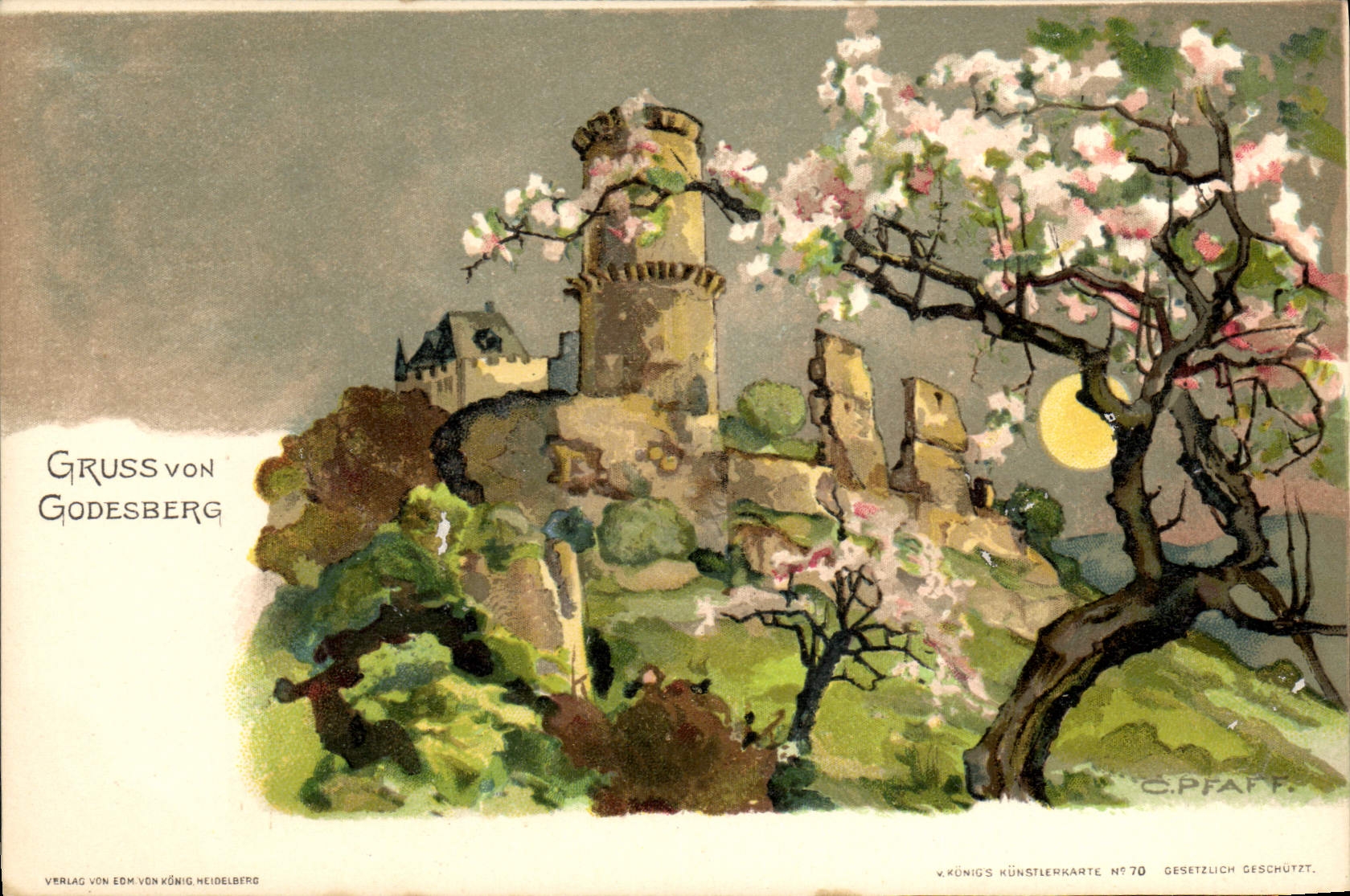 VINTAGE POSTCARD Illustrator Gruss von Godesberg C Pfaff