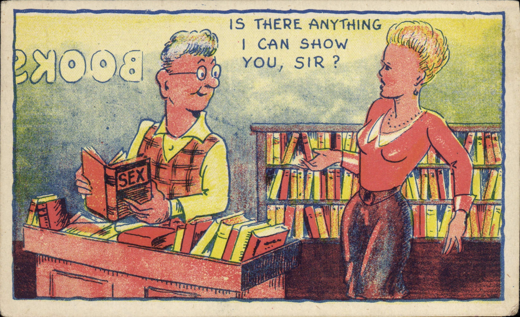 CPA Illustrateur Sex Bibliotheque