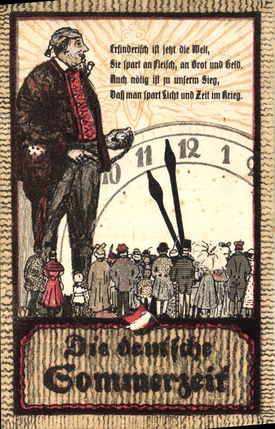 CPA Illustrateur Die Deutsche Commerzeit Horloge