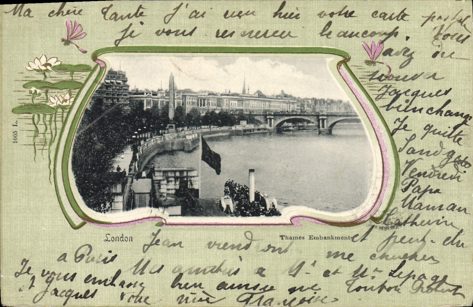 CPA Illustrateur London Thames Embankment