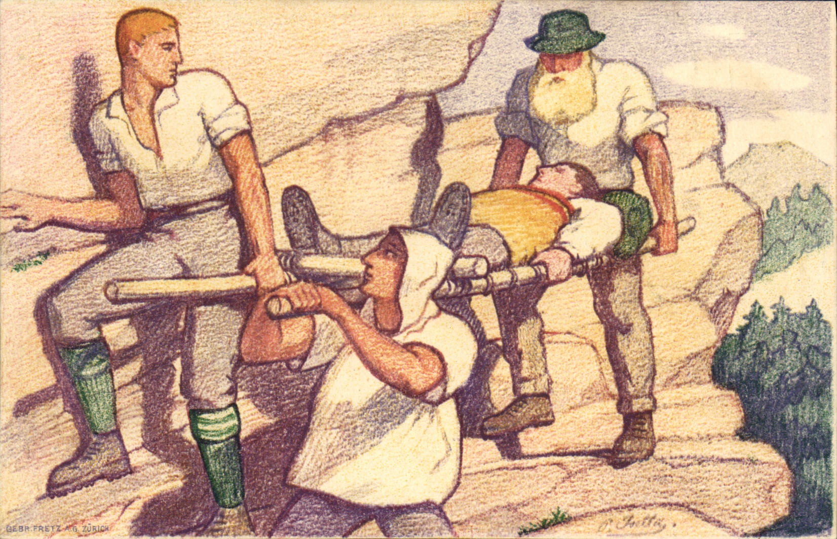 VINTAGE POSTCARD Illustrator Festival National 1921 Switzerland