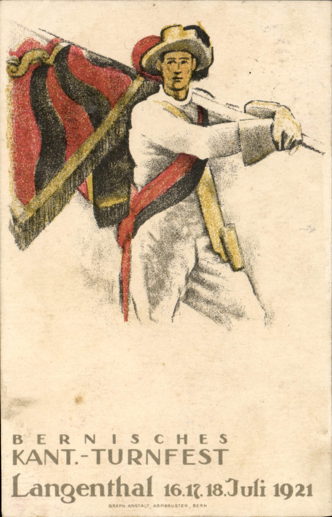 CPA Illustrateur Bernisches Kant Turnfest Langenthal Juli 1921 Folklore