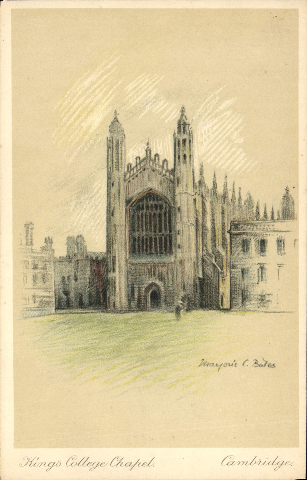 CPA Illustrateur Cambridge Kings College Chapel
