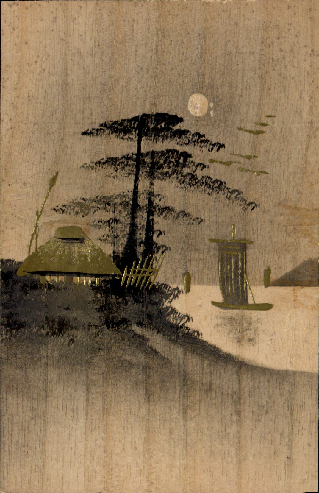 VINTAGE POSTCARD of Japanese Japan wood Tree