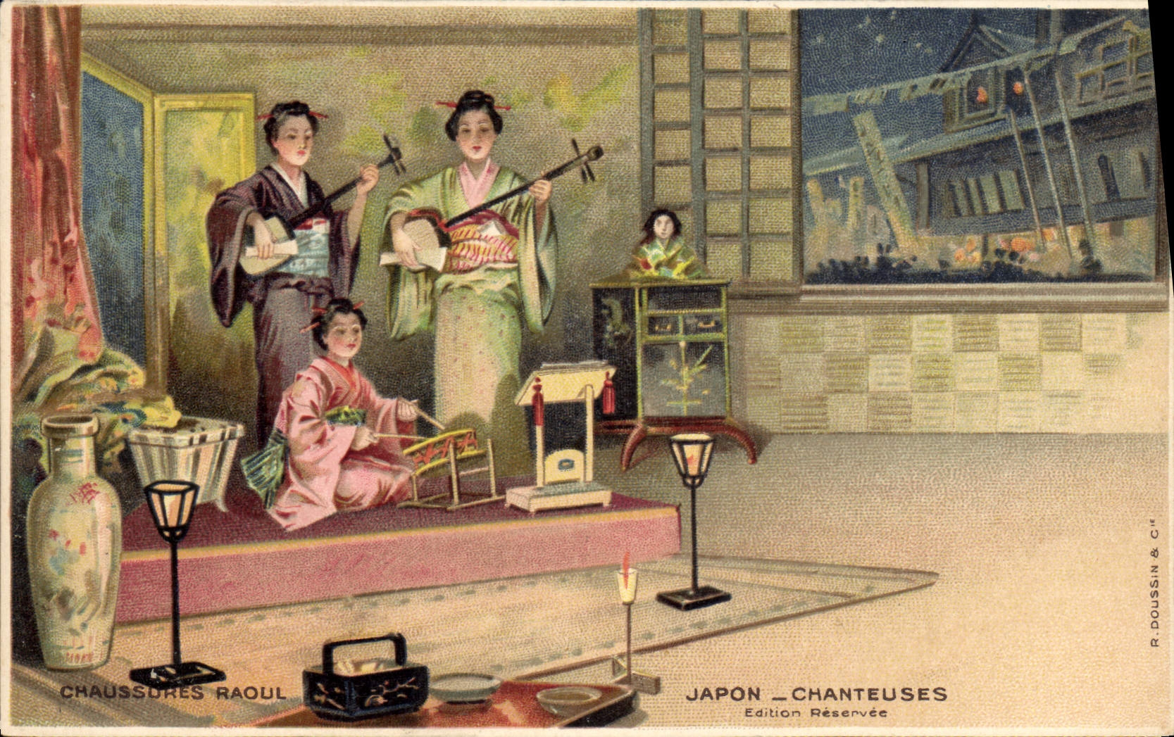 VINTAGE POSTCARD Japanese Japan Singers Folklore Raoul Shoes