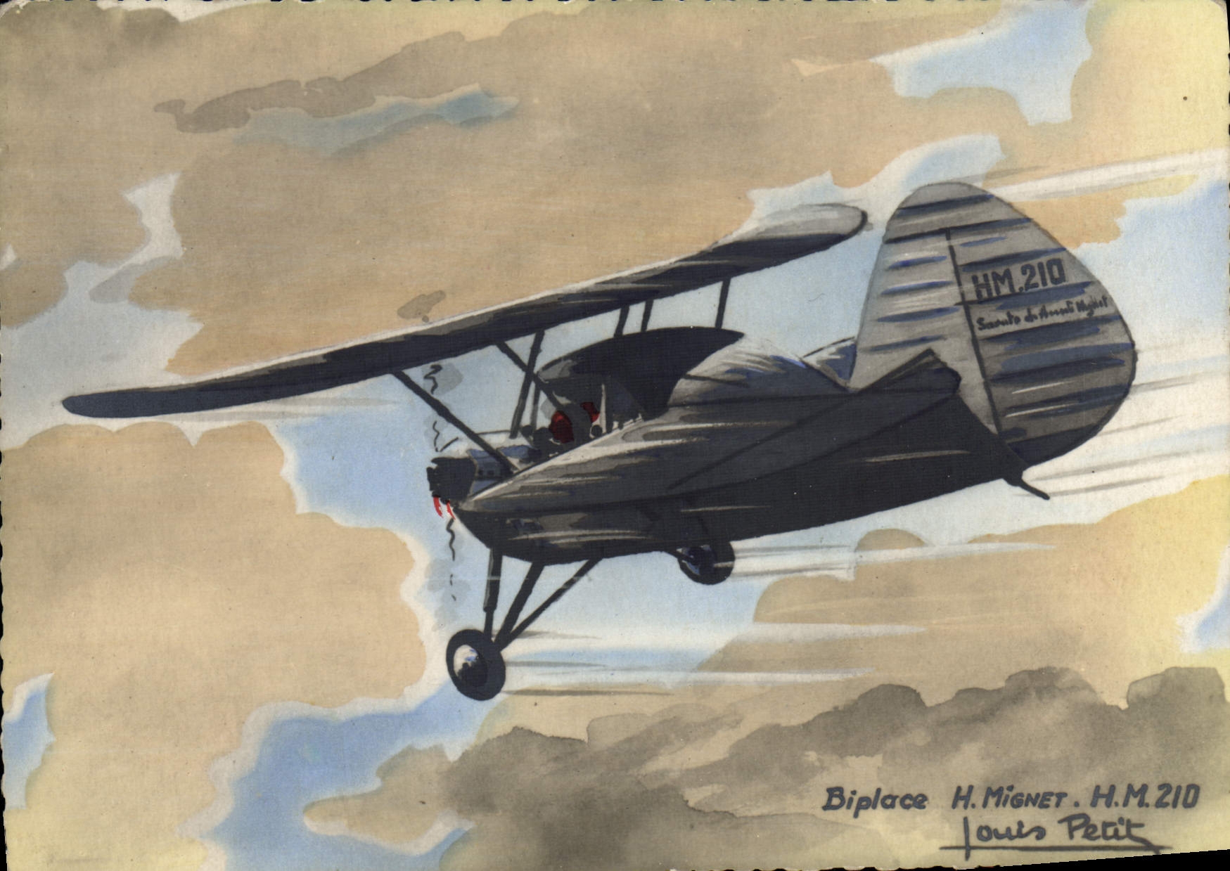 CPM Avion Aviation Biplan Mignet HM 210 Louis Petit