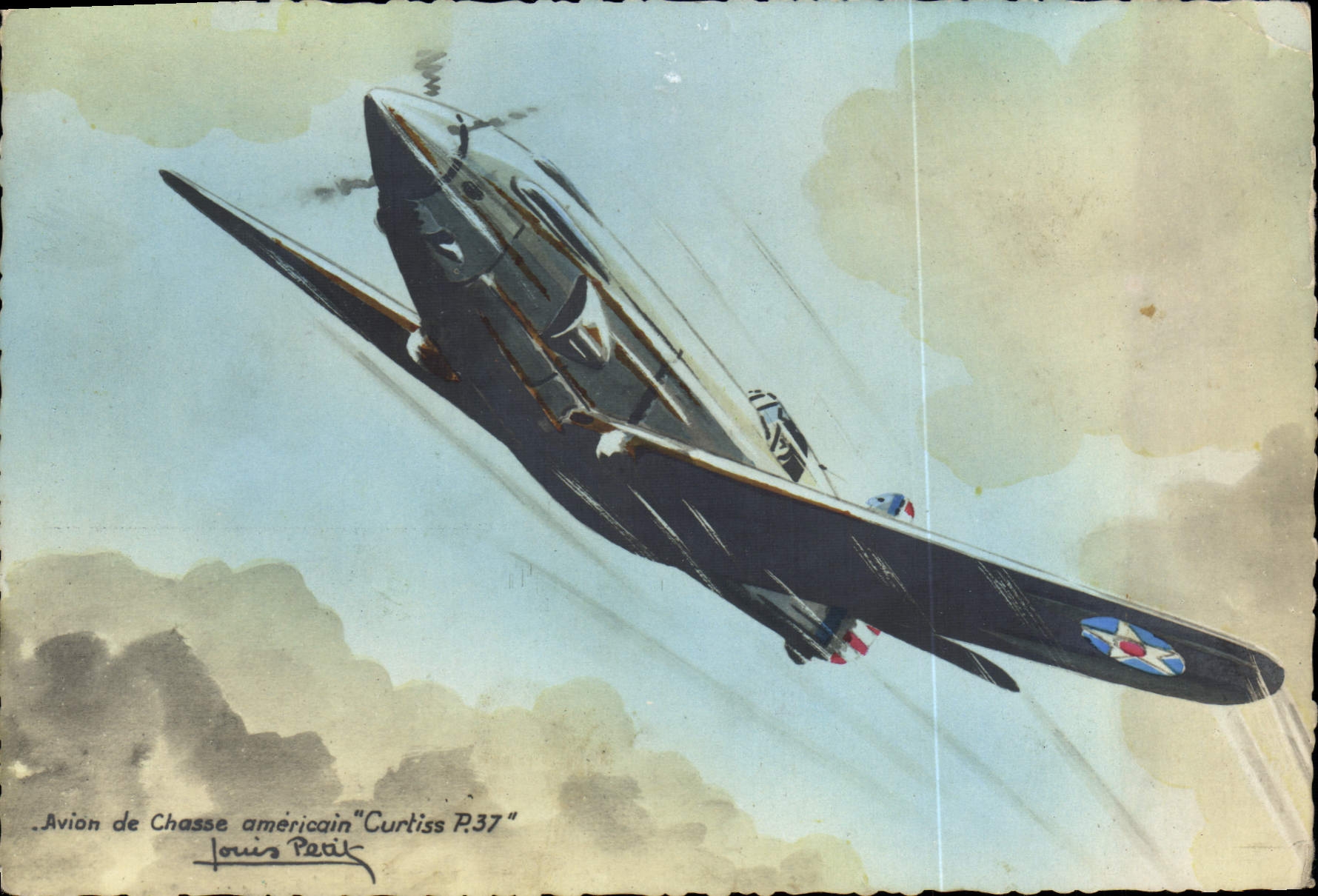 MODERN CARD Plane Aviation American Fighter plan Curtiss P37