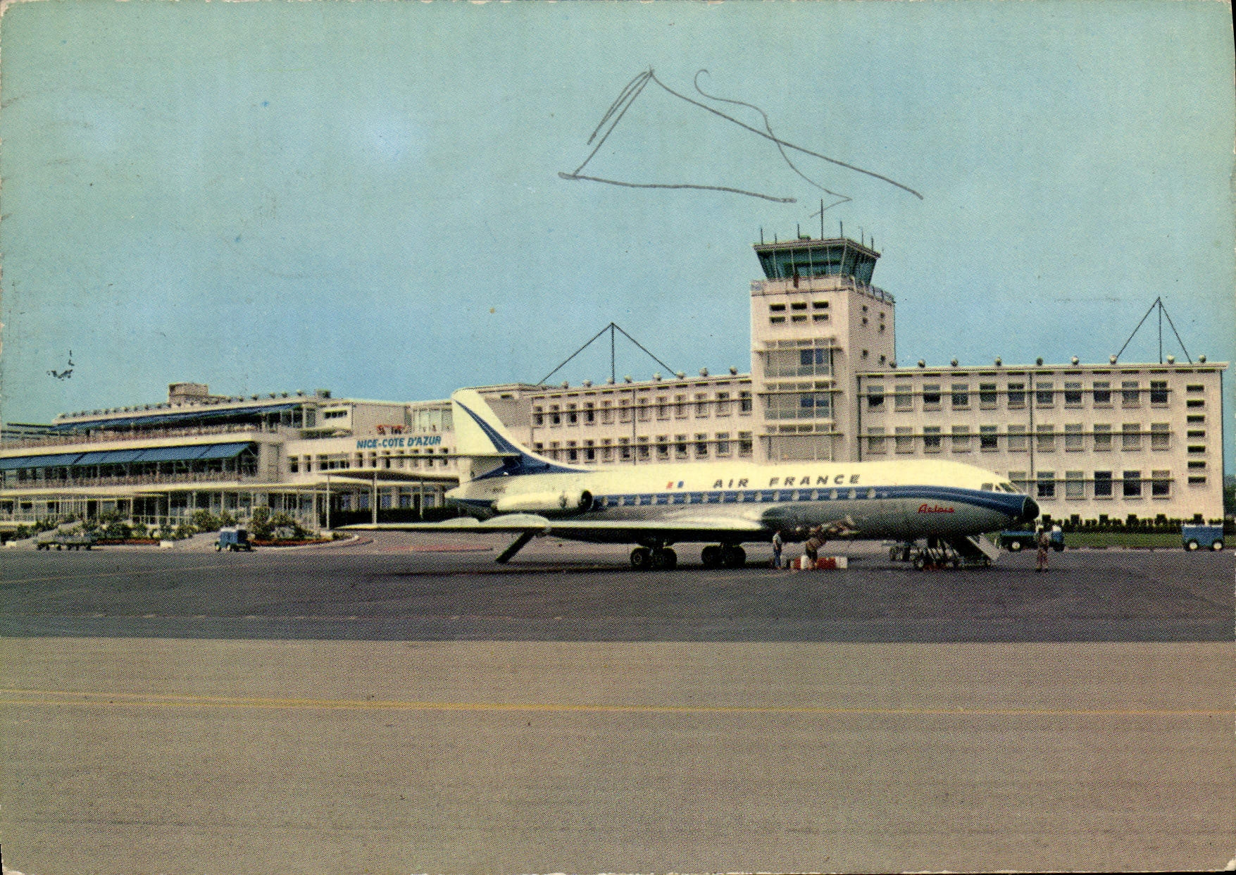 CPM Avion Aviation Nice La Caravelle et l'aeroport de Nice Cote D'Azur
