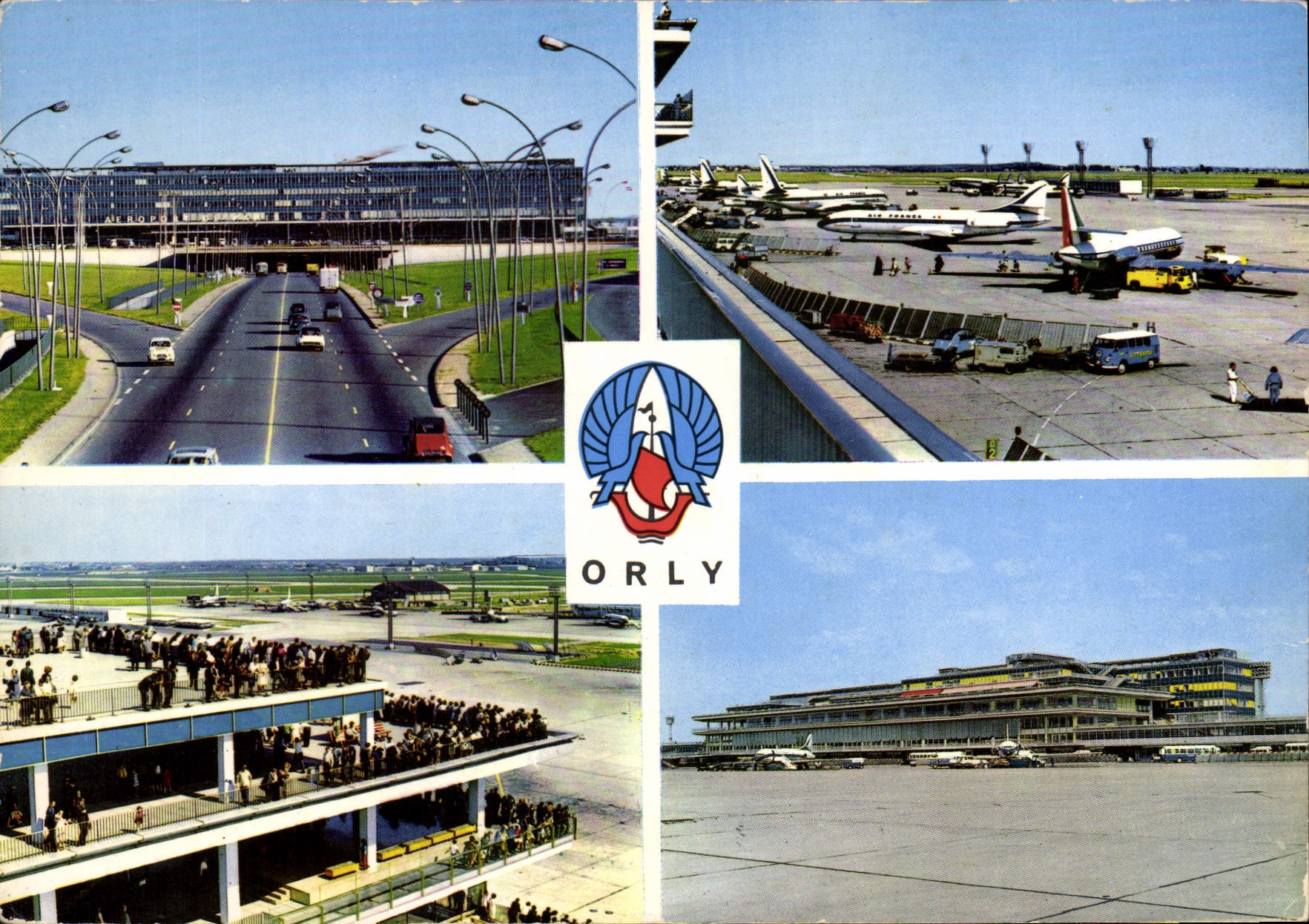 CPM Avion Aviation Aeroport de Paris Orly Aerogare Aire de statiionnement Terrasses Facade sud de l'aerogare