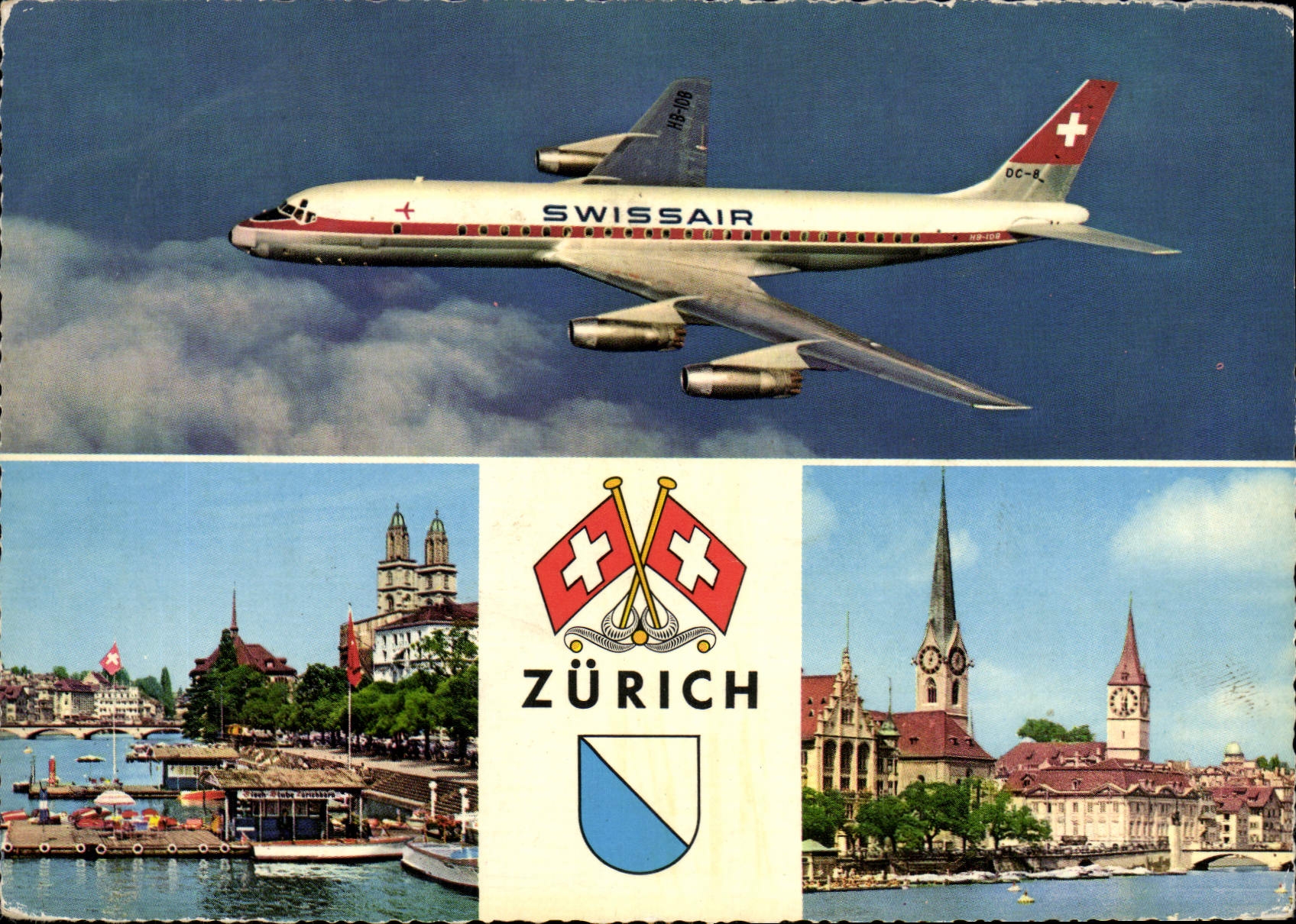 POSTAL MODERNA aviación plana Swissair Zurich