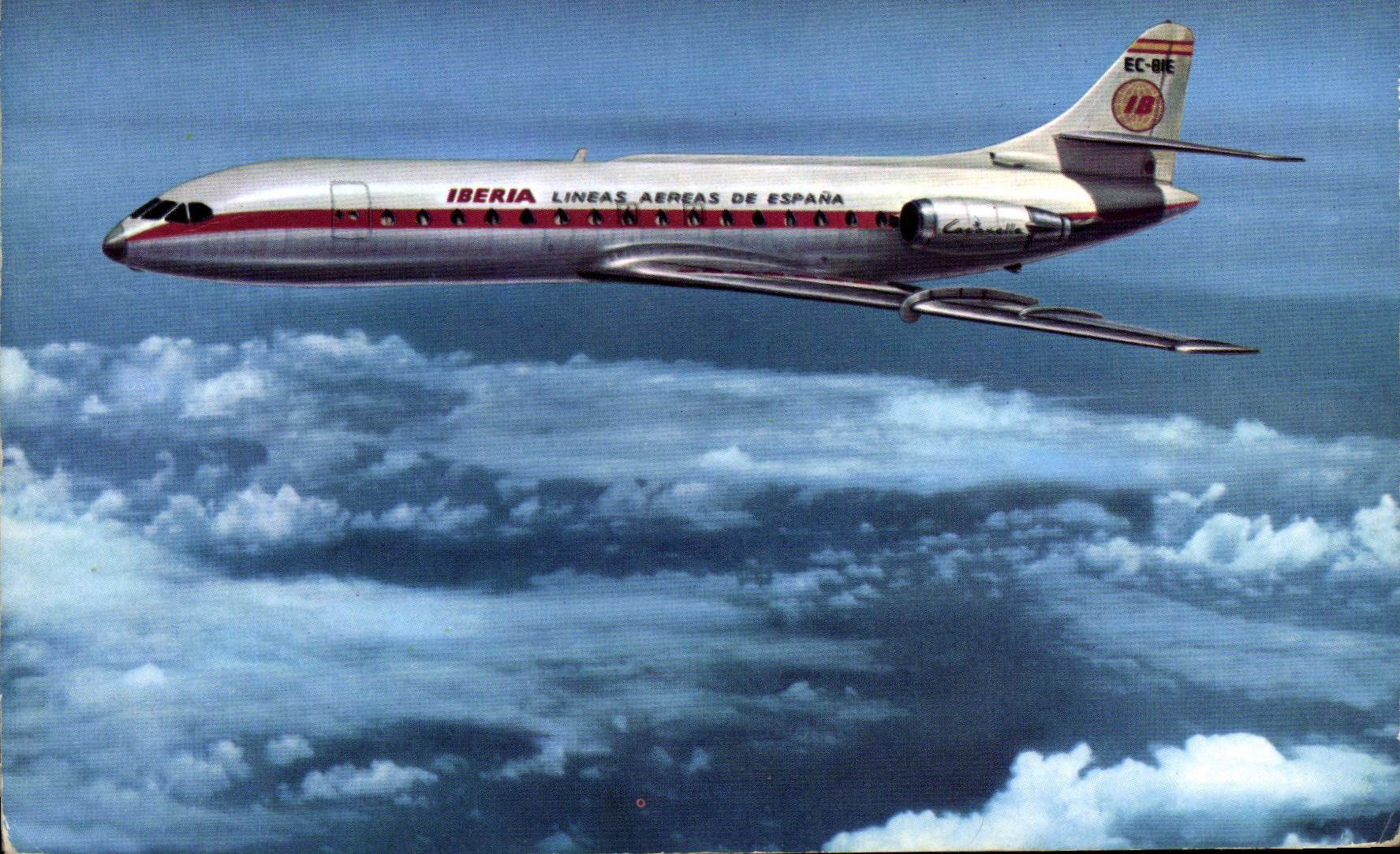 MODERN CARD Plane Aviation Caravel X R Iberia