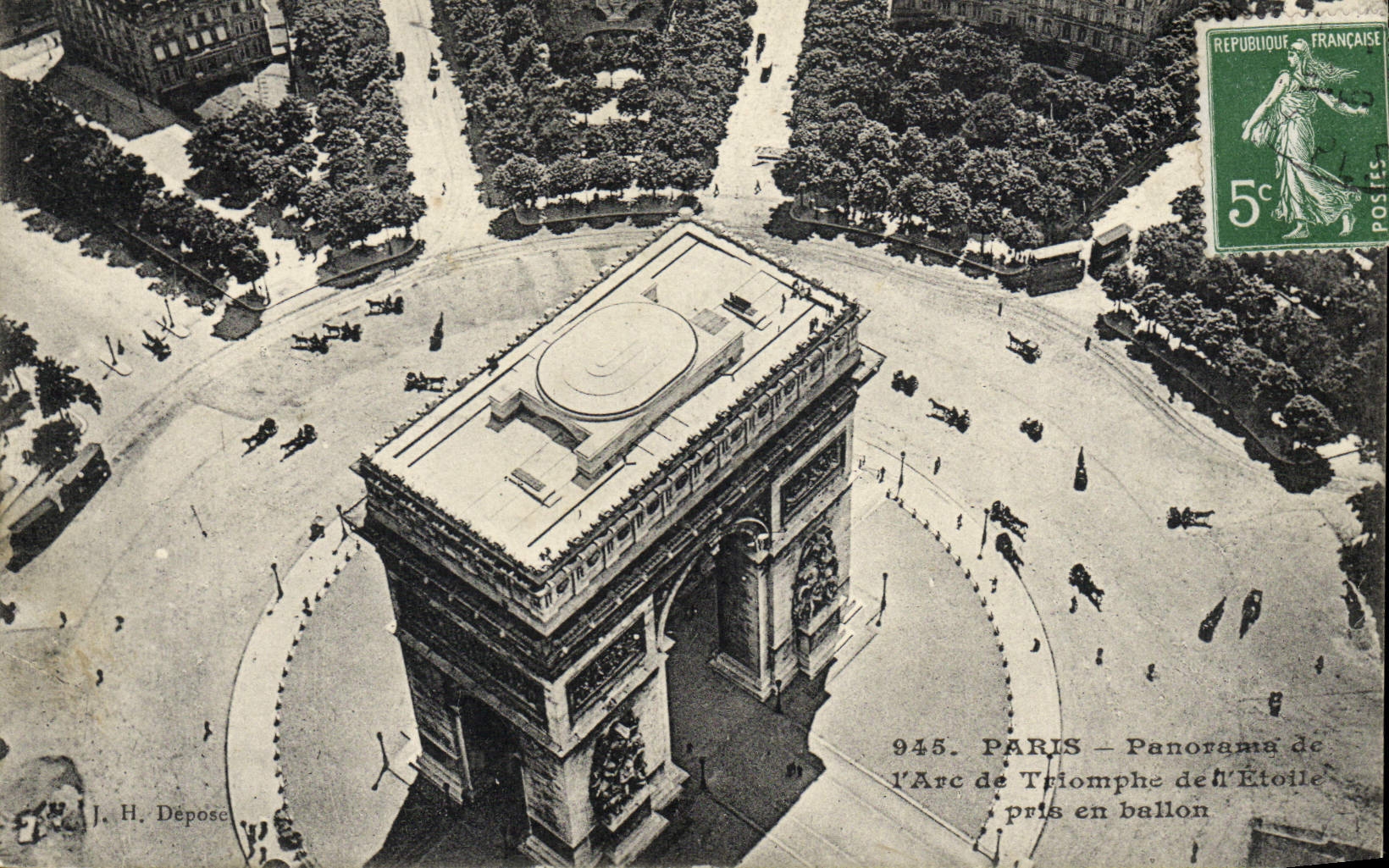 CPA Avion Aviation Paris panorama de l'Etoile pris en ballon