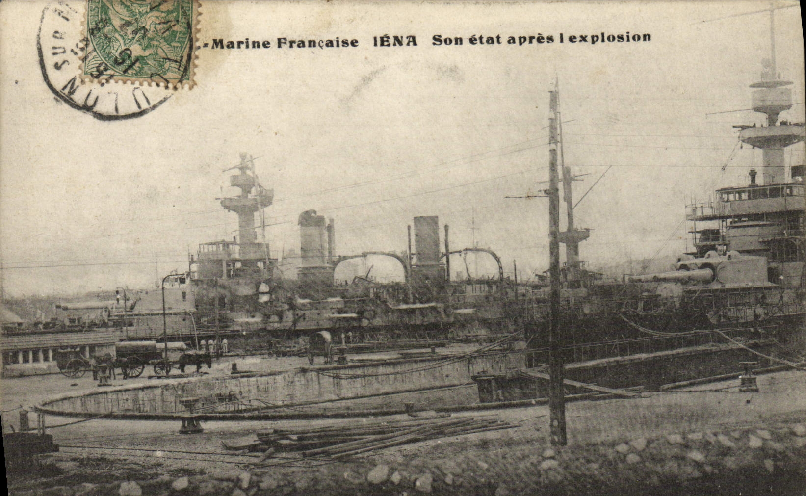VINTAGE POSTCARD Boat War Catastrophe of Iena Its state after the explosion