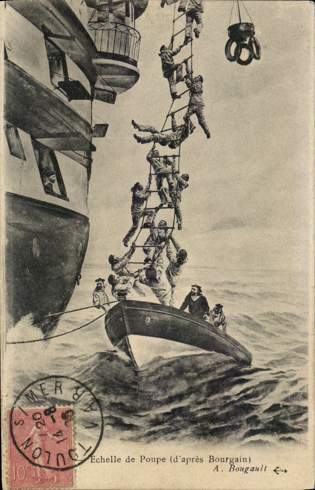 CPA Bateau Guerre Echelle de Poupe d'apres Bourgain